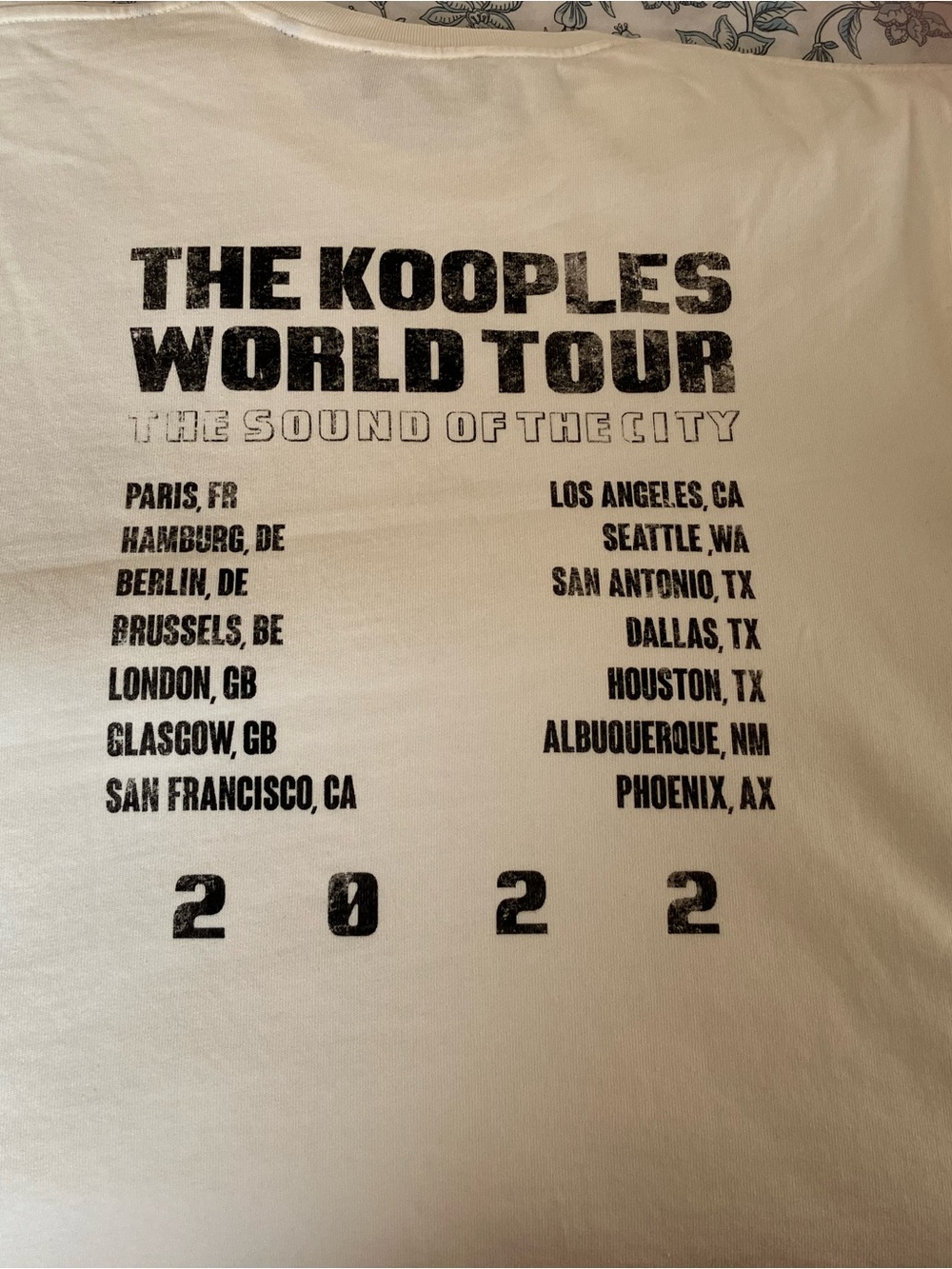 The Kooples White Short-Sleeve Graphic 'World Tour' Tee with Black Print
